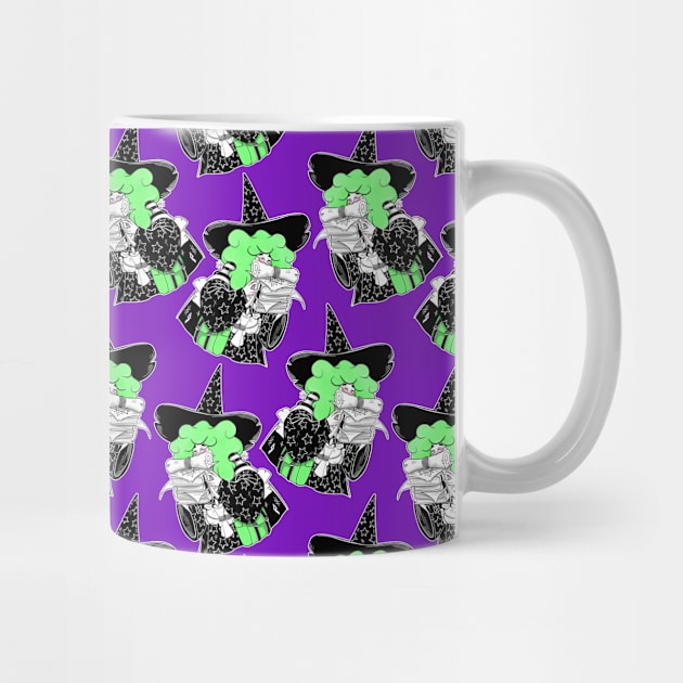 Bookworm Witch - Green and Purple Pattern by KPrimeArt